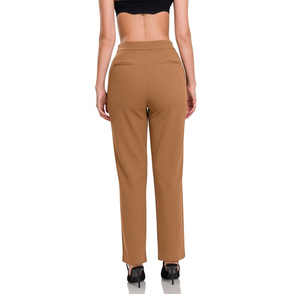 ZENANA WOMEN'S STRETCH PULL-ON SCUBA CREPE DRESS PANTS BLACK - Picture 4 of 6